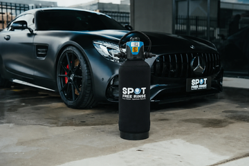 Mercedes-AMG beside a Spot Free Rinse deionised water tank after a spot free wash
