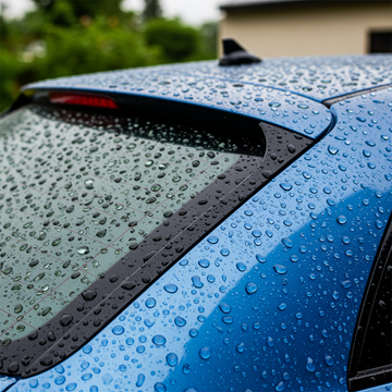 Water beading on a car after washing