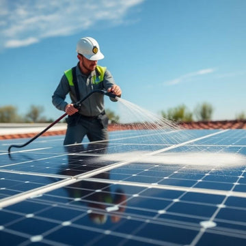 Solar panels on a roof ready for spot-free cleaning